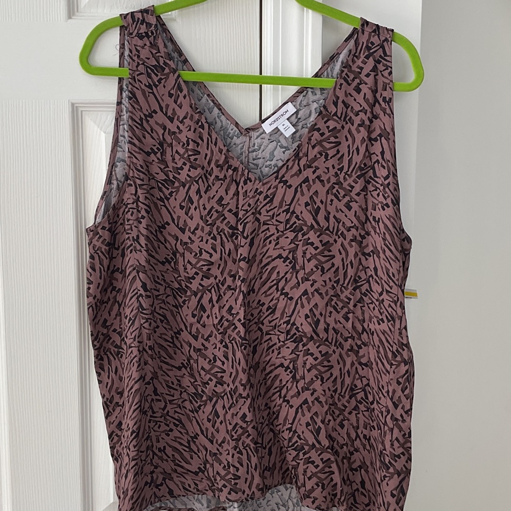 Nordstrom Mauve and Black Patterned Tank Top